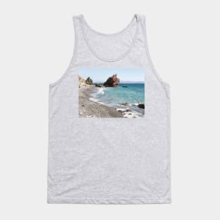 Shoreline with pebbles and blue water Tank Top